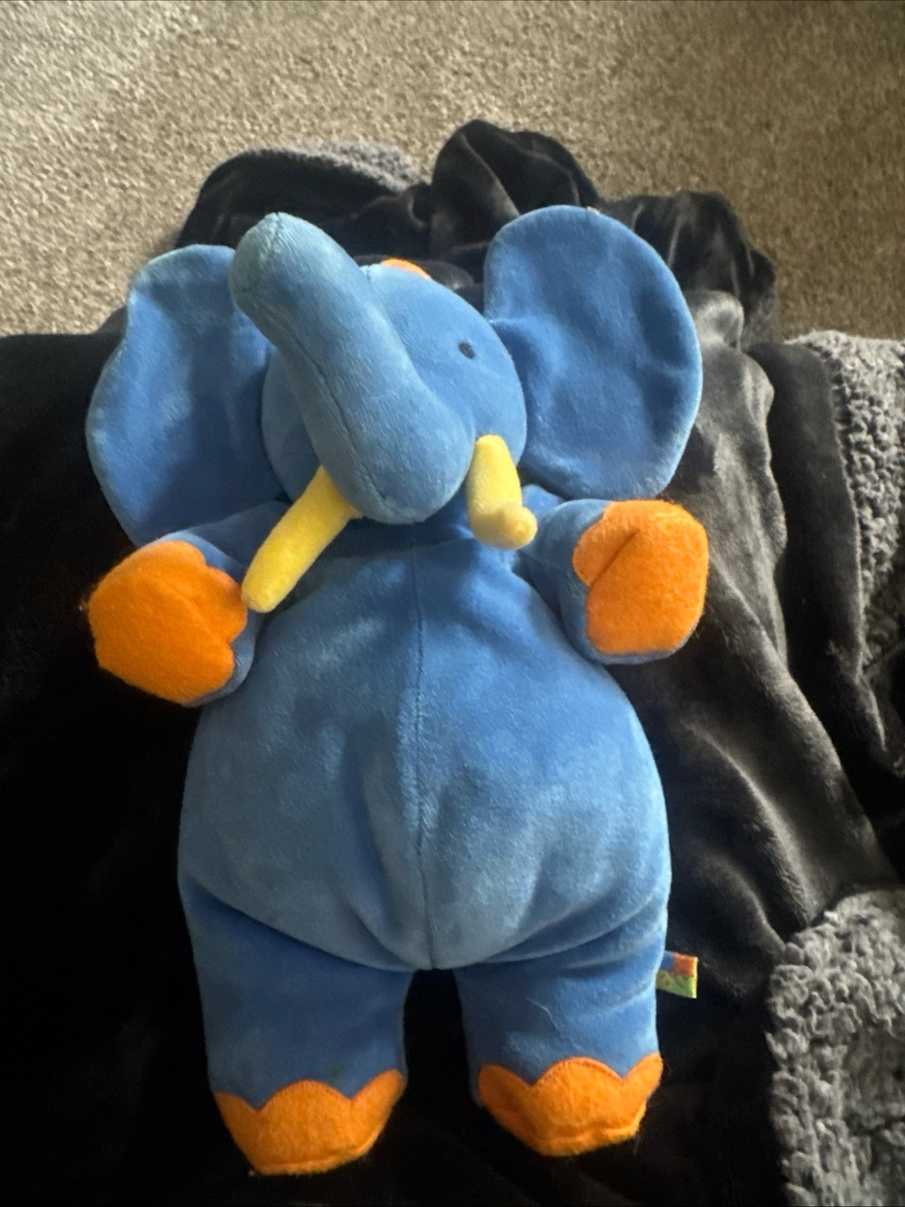 Carter's Blue Elephant Plush with Orange & Yellow Accents